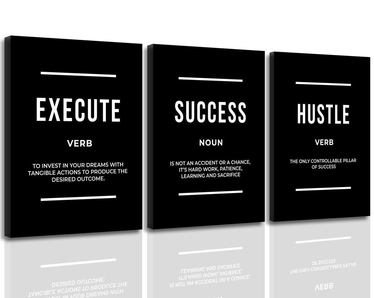 Motivational Canvas Wall Art - 'Execute Success Hustle' - Inspirational Quote Poster - Ready to Hang